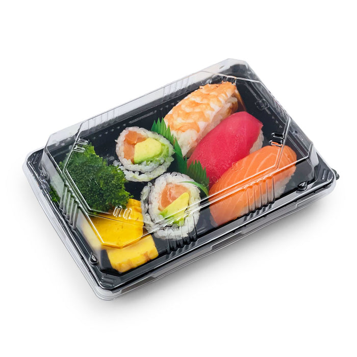 YB-01 PET Black Take Out Sushi Tray 6.7" x 4.75" (500/case)