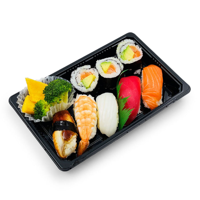 YB-03 PET Black Take Out Sushi Tray 8.5" x 5.3" (500/case)