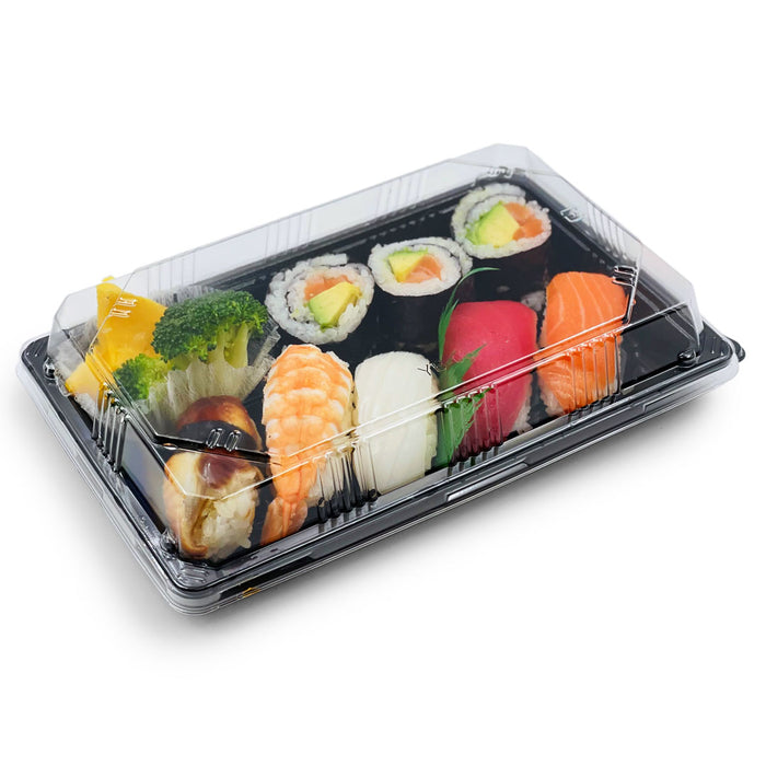 YB-03 PET Black Take Out Sushi Tray 8.5" x 5.3" (500/case)