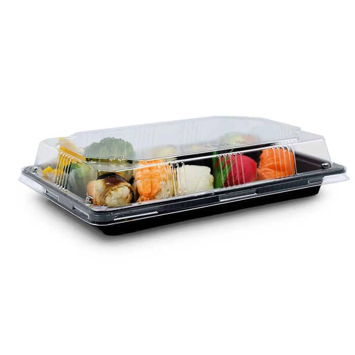 YB-03 PET Black Take Out Sushi Tray 8.5" x 5.3" (500/case)