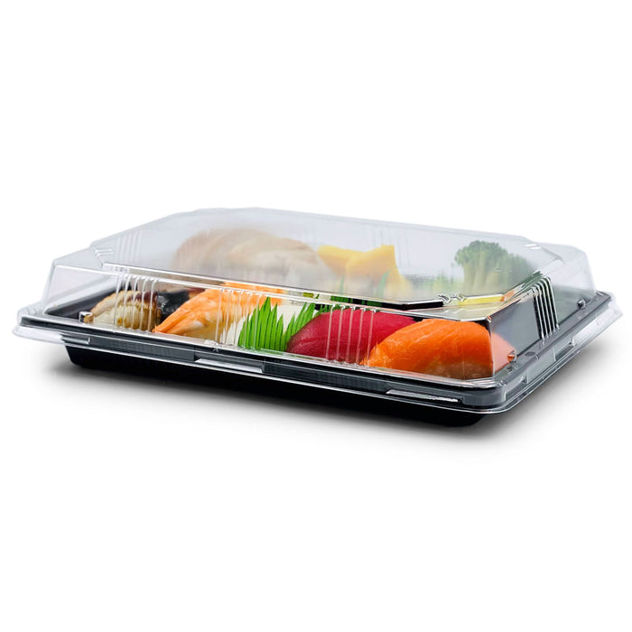 YB-07 PET Black Take Out Sushi Tray 9.1" x 6.1" (400/case)