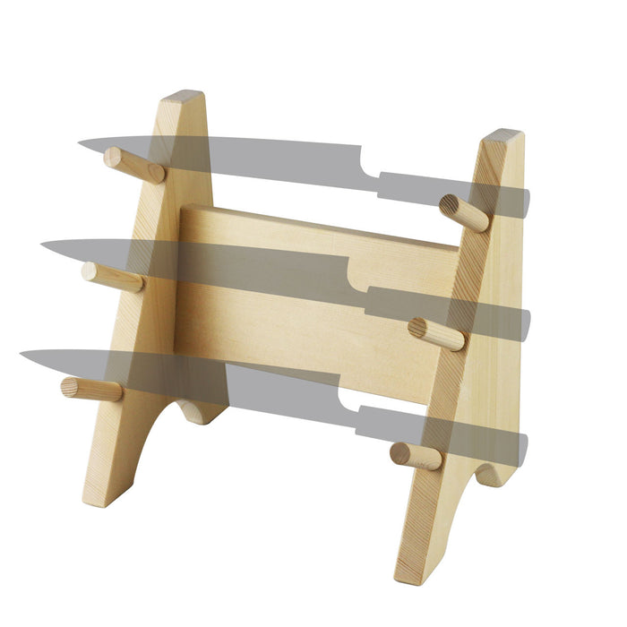 Katana Style Wooden Knife Rack for 3 Knives
