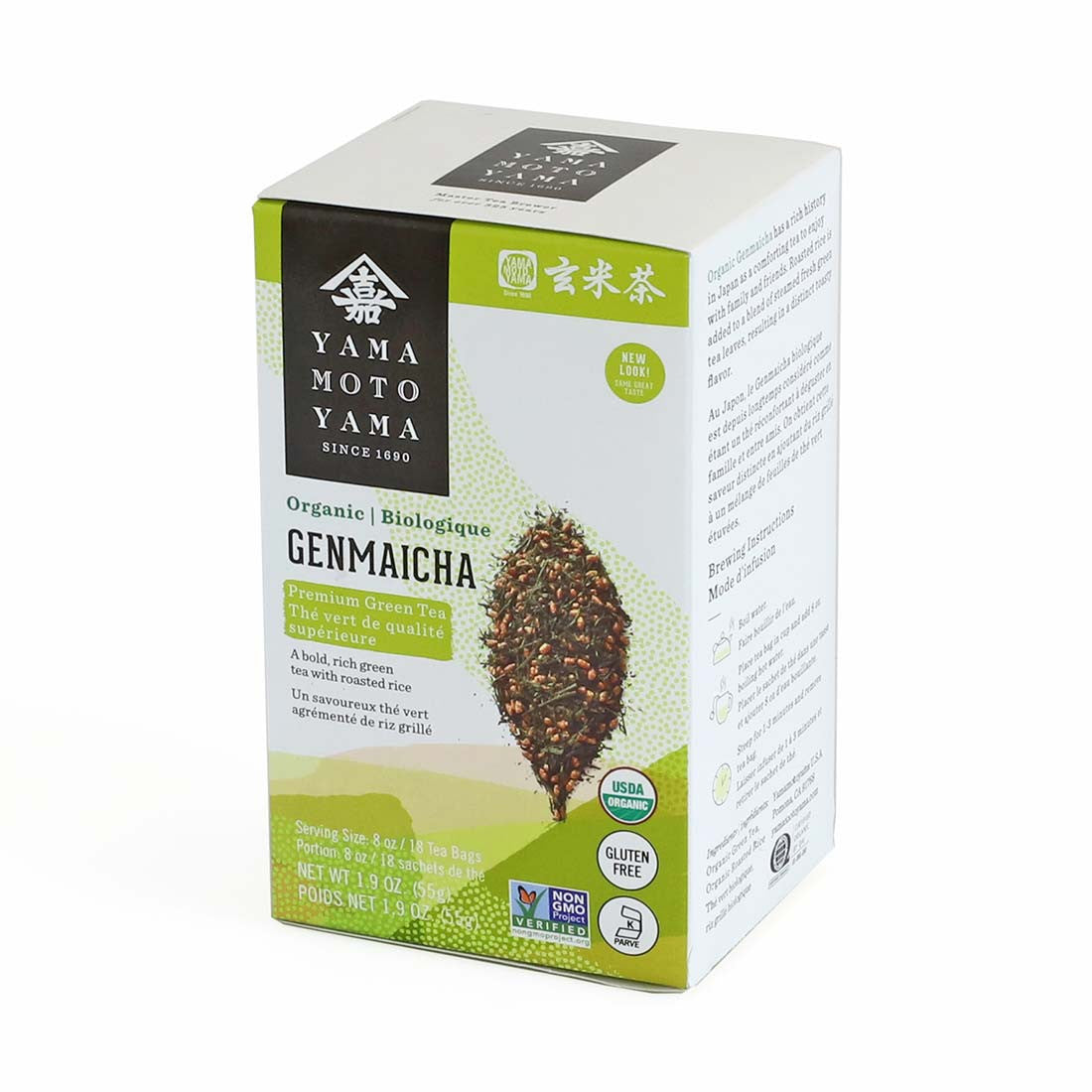 Yamamotoyama Organic Premium Genmai Green Tea 18 Tea Bags — MTC