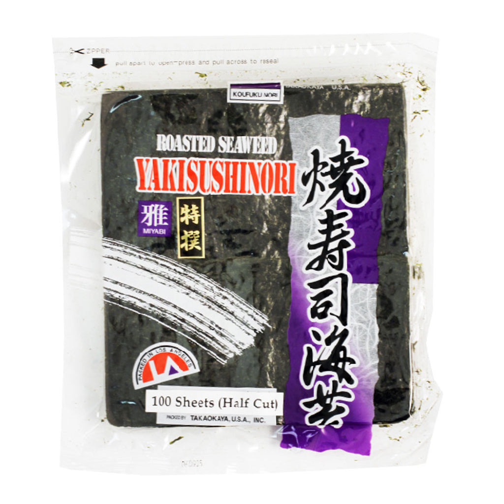 Takaokaya Miyabi High Grade Sushi Nori Roasted Seaweed (Cut in Half) 100  Sheets