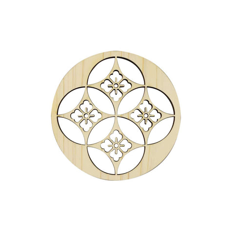 Hinoki (Japanese Cypress) Coaster Overlapping Flowers