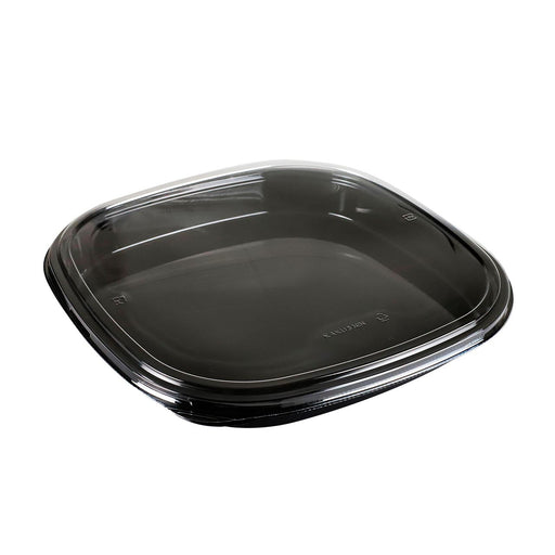 PET 5-NIN Square Black Take Out Platter 14.37" x 14.37" (100/case)