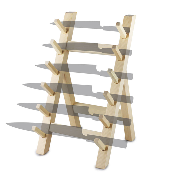 Katana Style Wooden Knife Rack for 6 Knives