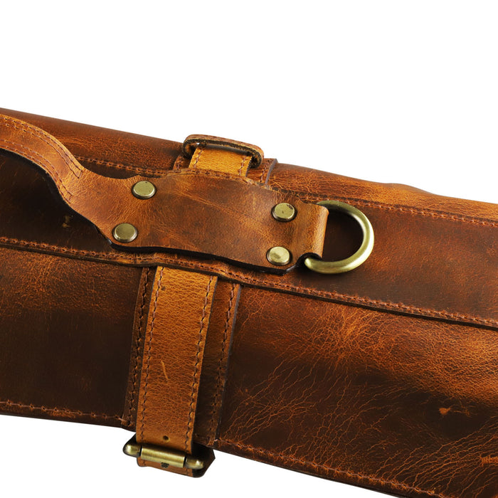 Caramel Leather 10 Slots Knife Roll Bag