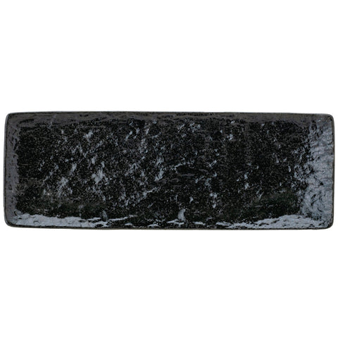 Porcelain Petra Black Flat Rectangular Dinner Plate 11.8