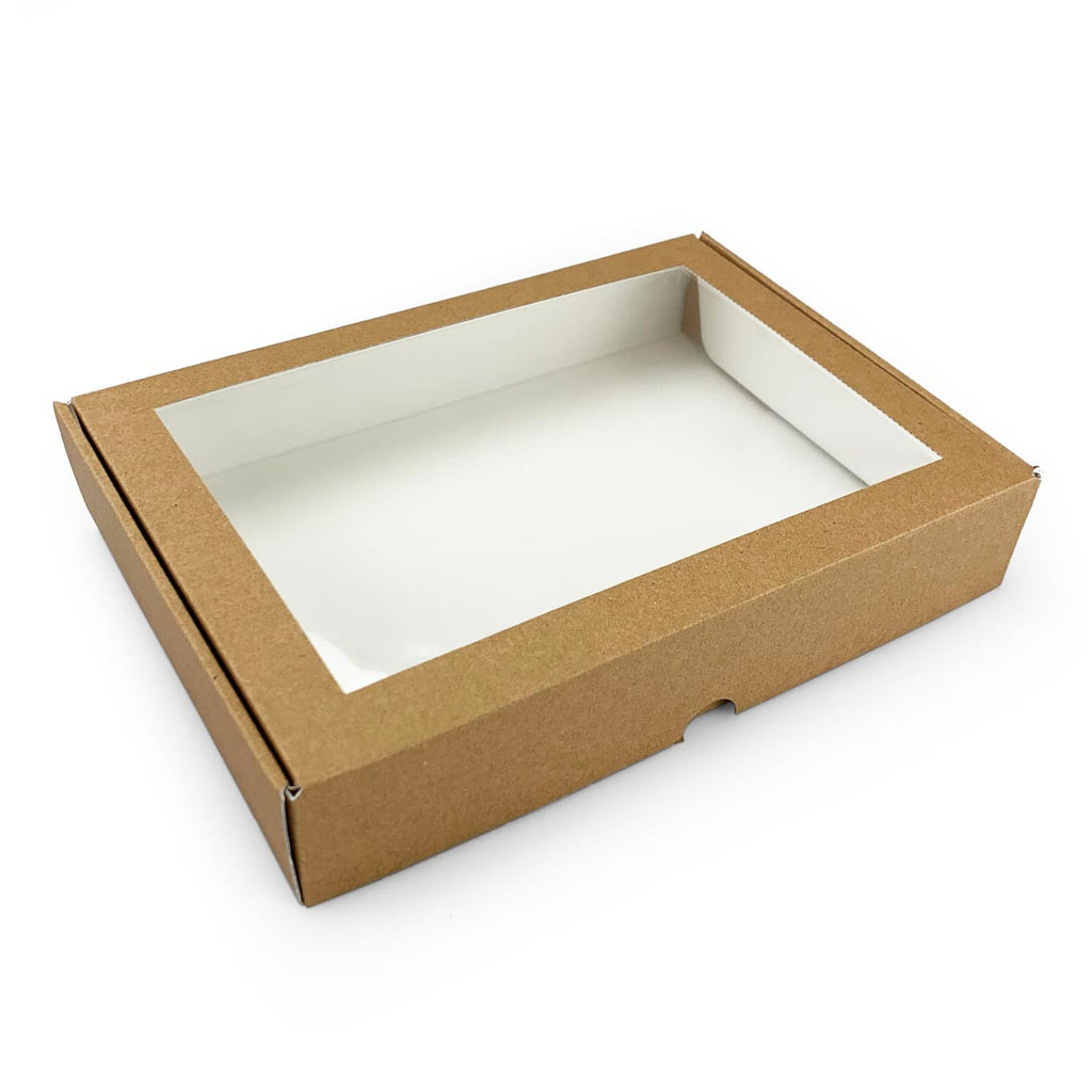Kraft Paper Takeout Bento Box with Clear Window 9.3 x 6.9 (200 Pieces) (*inside Tray Sold Separately)