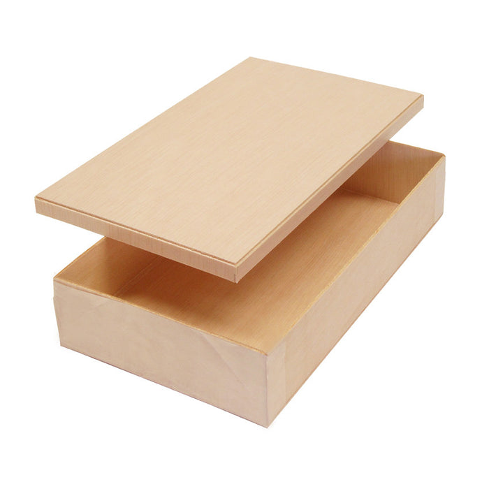 Wooden Rectangular Takeout Bento Box Medium 7.5" x 4.5" (25/pack) - W/ Lid