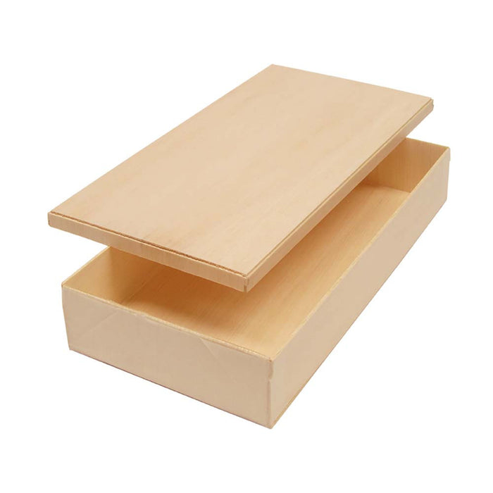 Wooden Rectangular Takeout Bento Box Large 9" x 4.75" (25/pack) - W/ Lid