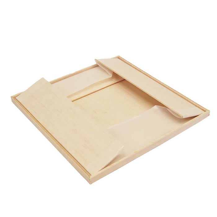 Wooden Square Takeout Bento Box 6.7" x 6.7" (25/pack) - W/ Lid