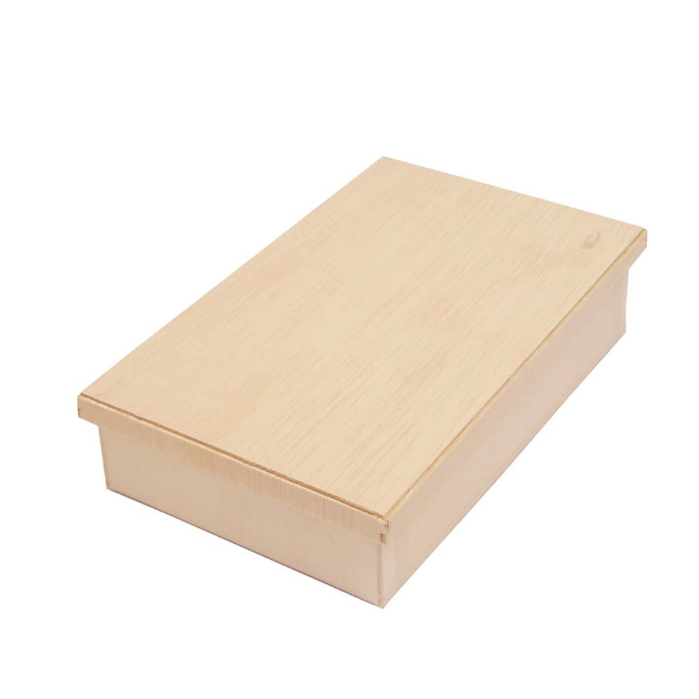 Wooden Rectangular Takeout Bento Box Small 6.7" x 4.3" (25/pack) - W/ Lid