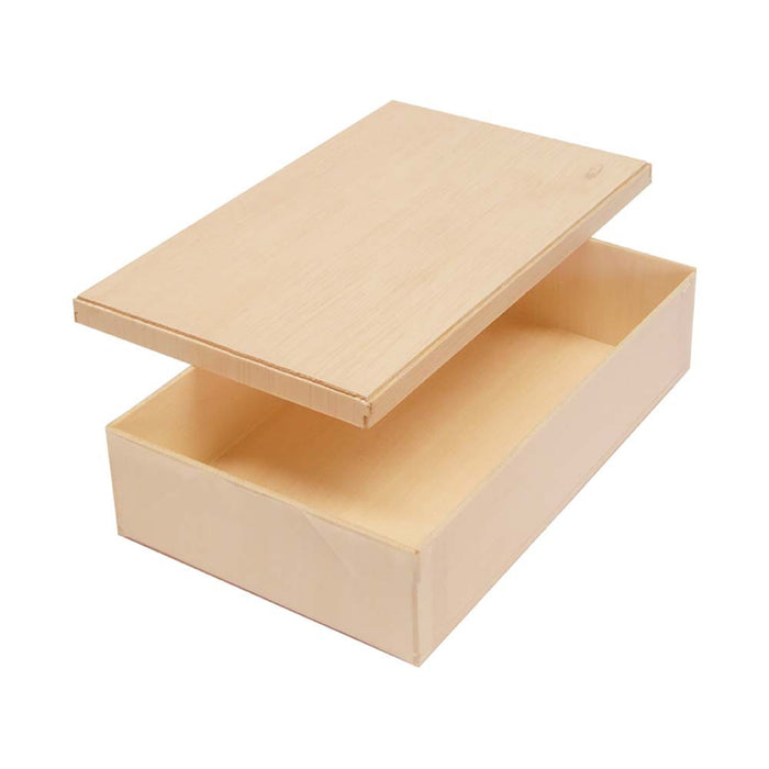 Wooden Rectangular Takeout Bento Box Small 6.7" x 4.3" (25/pack) - W/ Lid