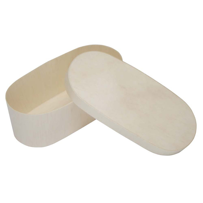 Lids for Wooden Oval Takeout Bento Box 3.7" x 7.75" x  2.6" #81982 (25/pack)