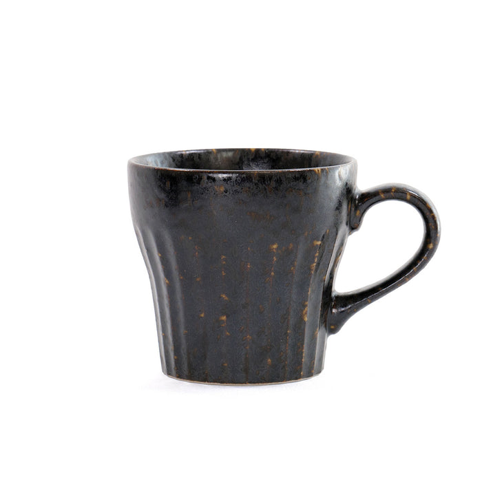 [Clearance] Black Kessho Coffee Mug Cup Shaved Desgin 10 fl oz / 3.5" dia