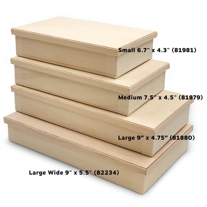 Wooden Rectangular Takeout Bento Box Small 6.7" x 4.3" (25/pack) - W/ Lid