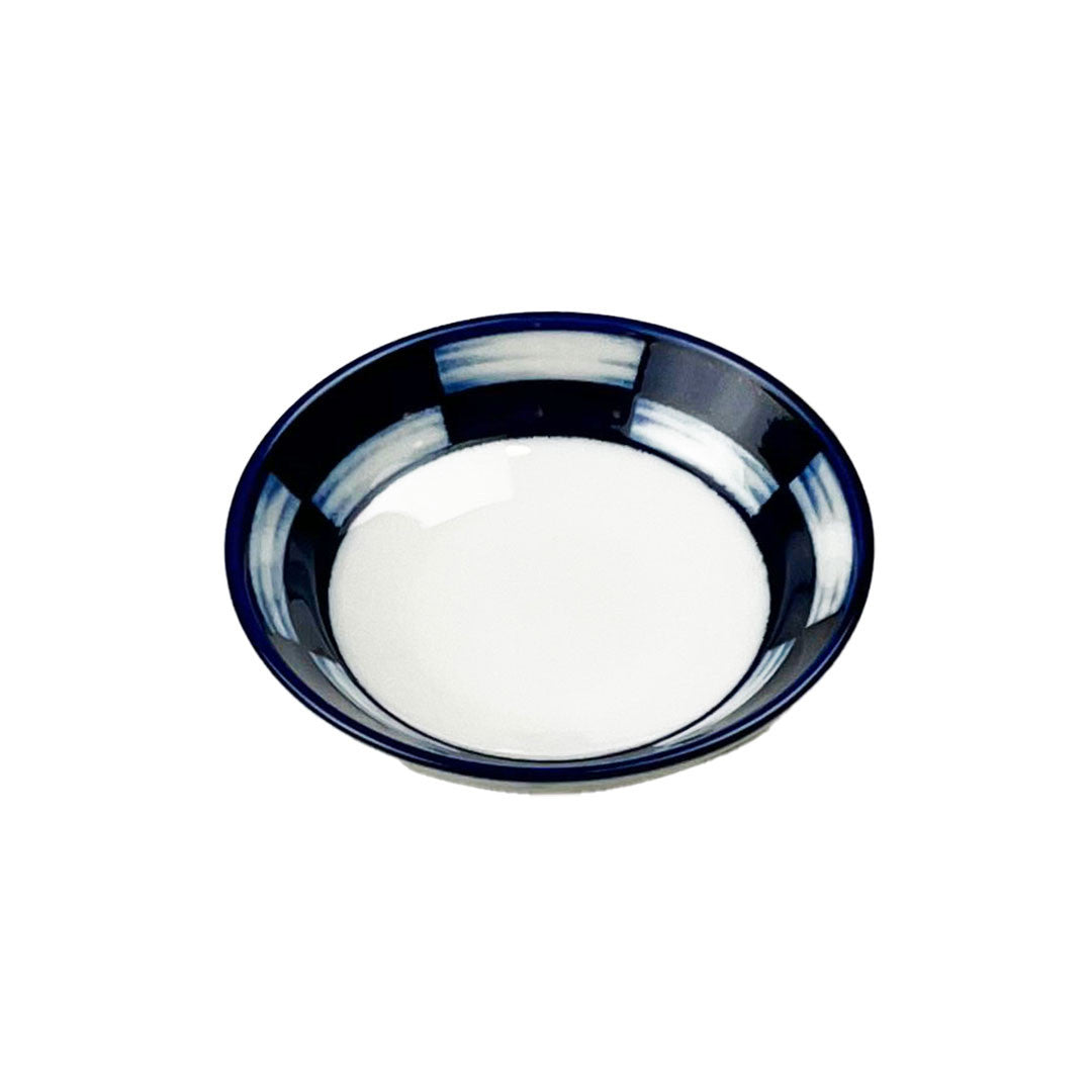 Soy Sauce Dish with Blue Checkered Trim 3.5" dia — MTC Kitchen