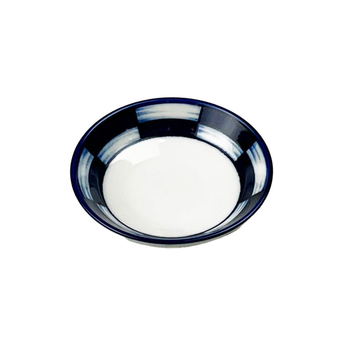 Soy Sauce Dish with Blue Checkered Trim 3.5" dia
