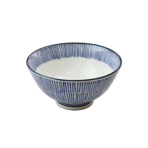 Tokusa Blue Lined Rice Bowl Chawan 9 fl oz / 4.5