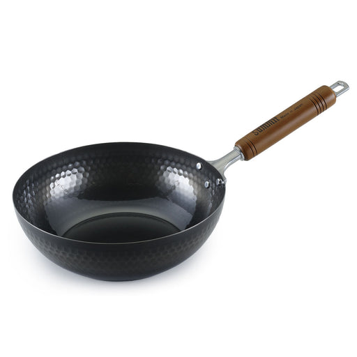 Summit Iron Hammered Beijing Flat-Bottom Wok Pan 9.4" dia x 5.7" ht