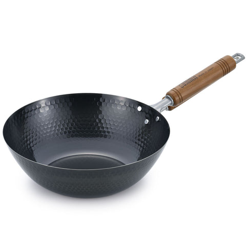 Summit Iron Hammered Beijing Flat-Bottom Wok Pan 10.6