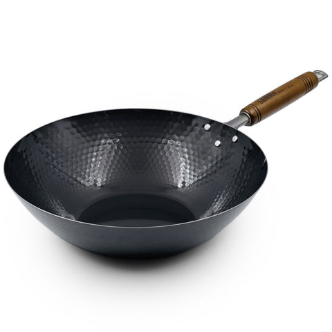 Summit Iron Hammered Beijing Flat-Bottom Wok Pan 11.8