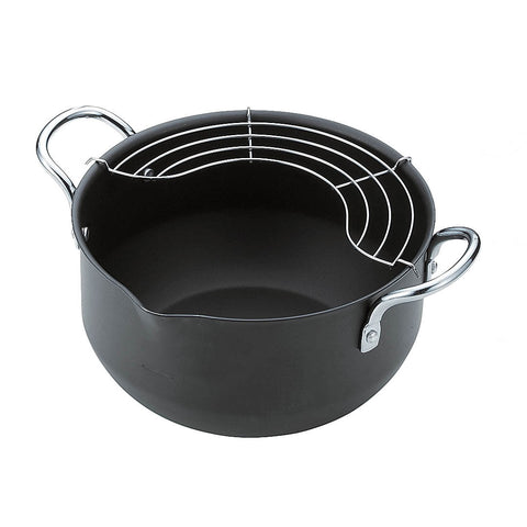 Summit Iron Deep Frying Pot with Oil Drain Rack 8.25