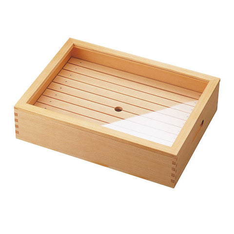 Wooden Sushi Neta Box with Clear Lid 14.75