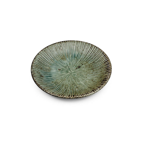 Rusty Moss Green Sendan Line Textured Round Plate Kozara 4.9