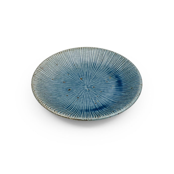 Rusty Blue Sendan Line Textured Round Side Plate 5.9" dia