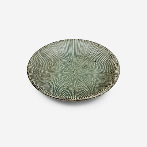 Rusty Moss Green Sendan Line Textured Round Side Plate Kozara 5.9