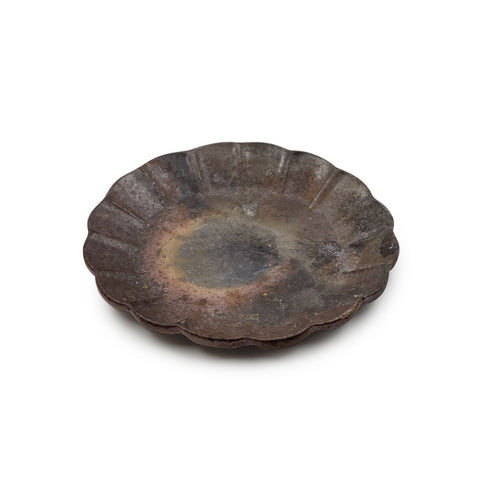Kanayama Matte Brown Plate Flower Shaped Kozara 6.1
