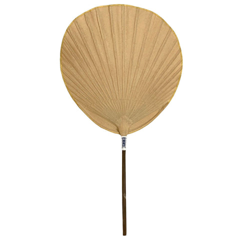 Beige Shibu Uchiwa Komaru Fan with Wooden Handle 7.7