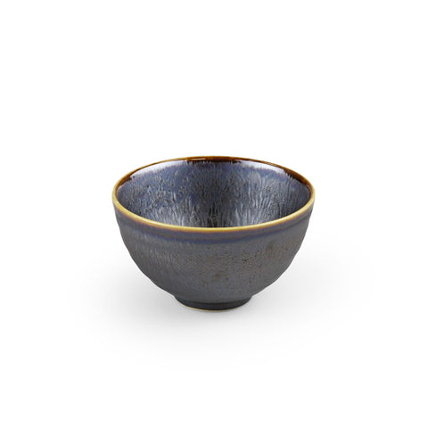 Jakuen Metallic Black Grazed Rice Bowl Chawan 12 fl oz / 4.5