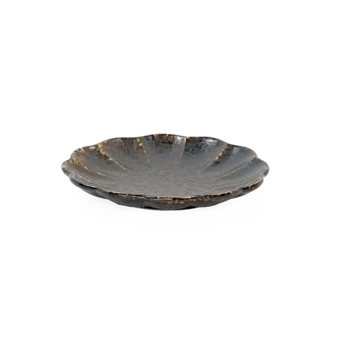 Kikka Daisy Black Kessho Appetizer Plate Kozara 5.6