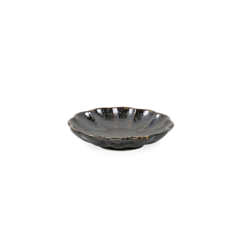 Kikka Daisy Black Kessho Sauce Dish 3.8