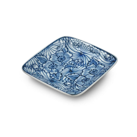 Blue Sakura Motif Soy Sauce Dish 3.5