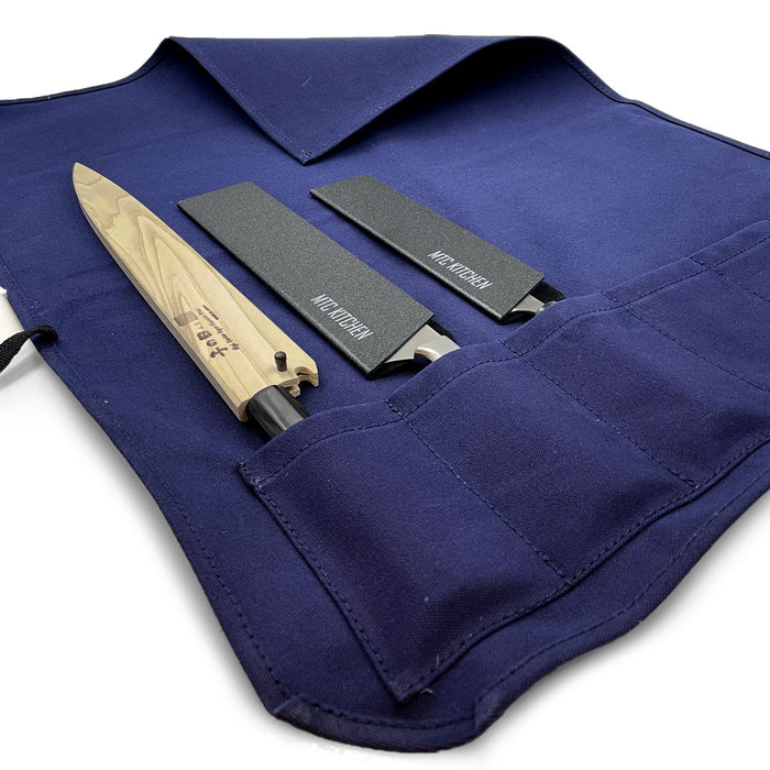Navy Canvas 6 Slots Knife Roll Bag