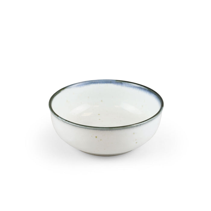 Shirokinyo Ivory Speckled Salad Bowl with Indigo Rim 15.5 fl oz / 5.28" dia