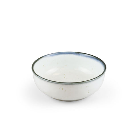 Shirokinyo Ivory Speckled Salad Bowl with Indigo Rim 15.5 fl oz / 5.28