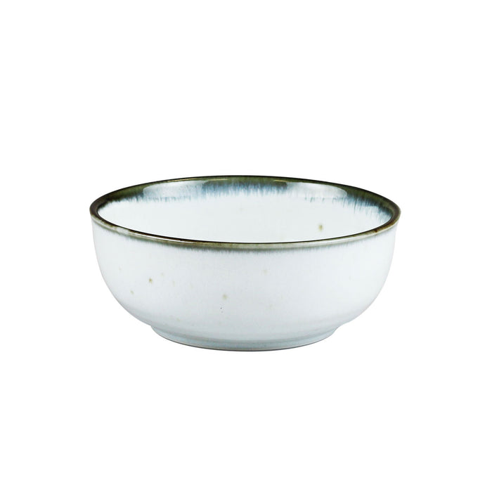 Shirokinyo Ivory Speckled Salad Bowl with Indigo Rim 27.5 fl oz / 6.45" dia