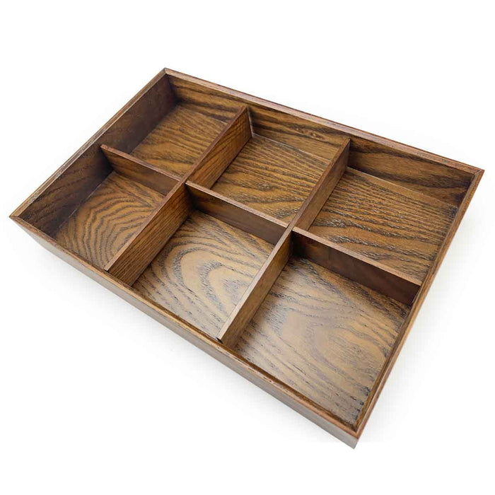 Kiwami Brown Wooden 6 Compartment Bento Platter 12.2" x 8.2"