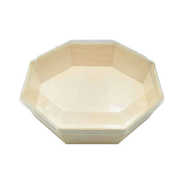 Wooden Octagon Takeout Bento Box 6.9" x 6.9" (300/case) - No Lid