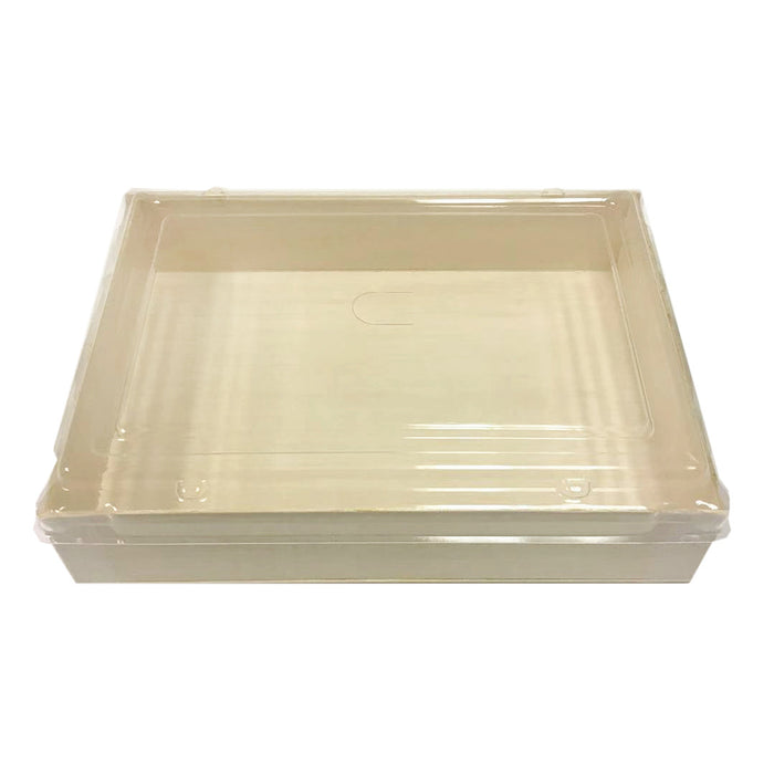 Wooden Rectangular Takeout Bento Box 7.68" x 5.71" (50/pack) - No Lid