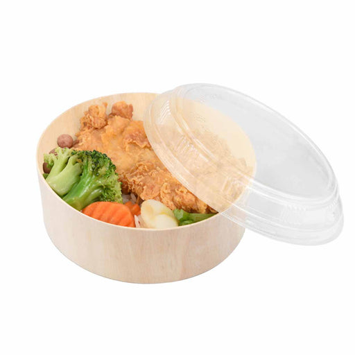 Wooden Round Takeout Bento Box 5.1" dia (300/case) - No Lid