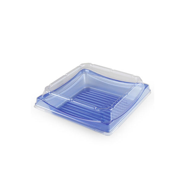 STI-40 PET Clear Blue Deli Container w/Lid 7.25" x 7.25" (300/case)