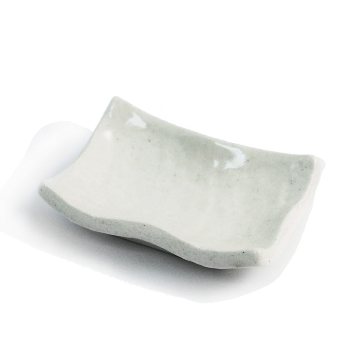 Textured Glossy White Soy Sauce Dish 3.54" x 2.44"