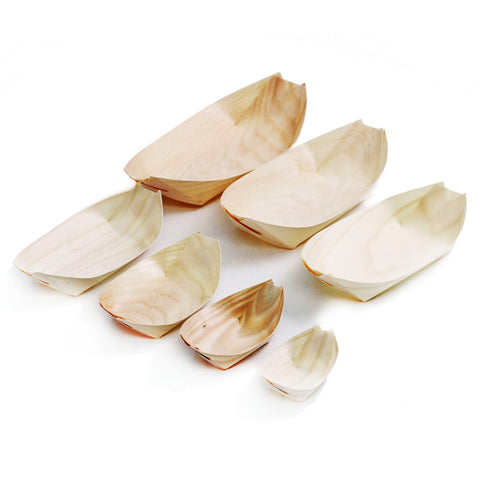 Biodegradable Poplar Wood Boat Serving Tray 6.5
